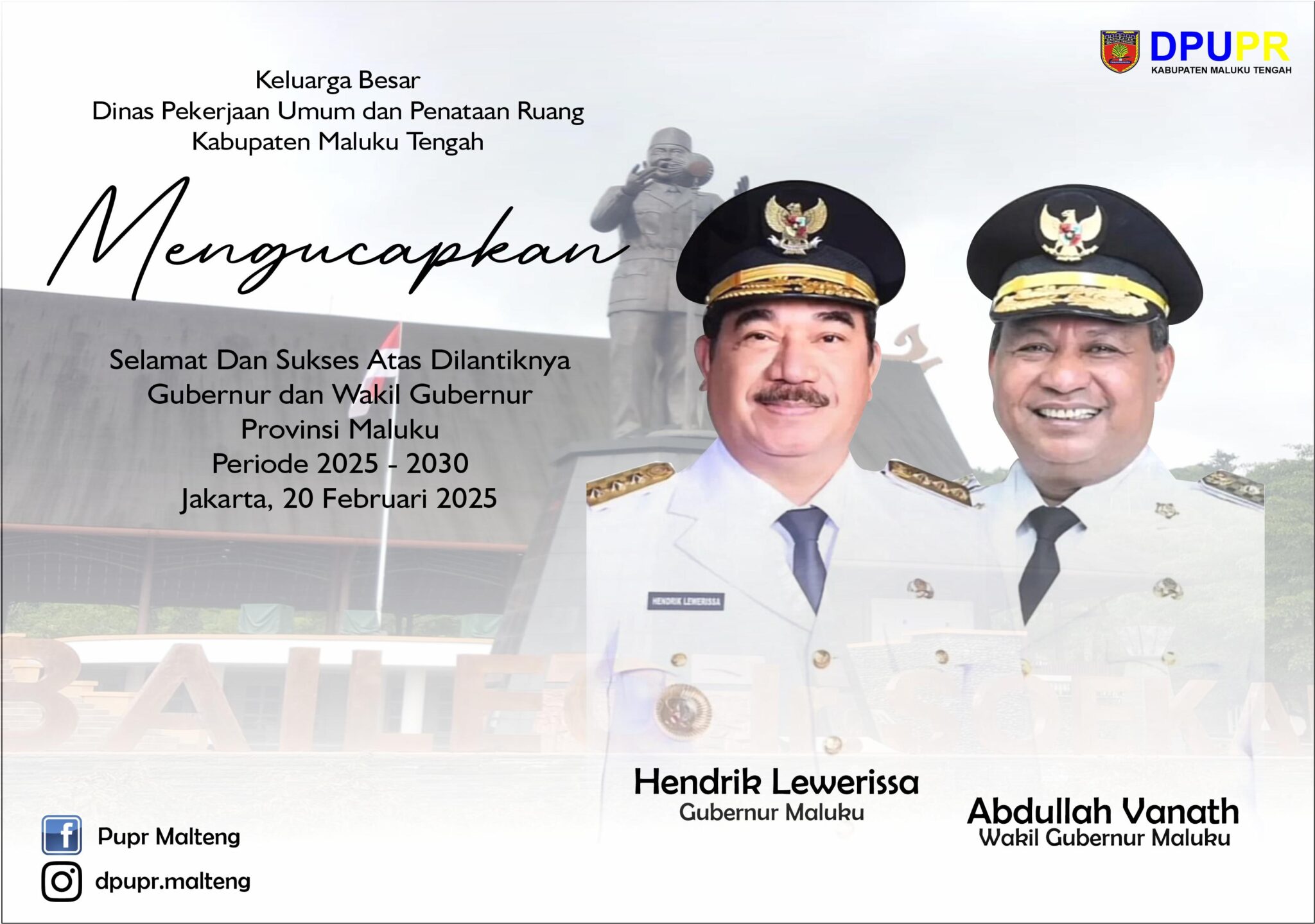 PELANTIKAN GUBERNUR PROVINSI MALUKU.